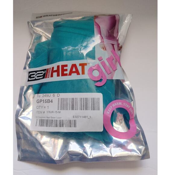 32 Degree Heat Girls Medium Shirt & Legging Set Turquoise New Base Layer - Picture 1 of 5